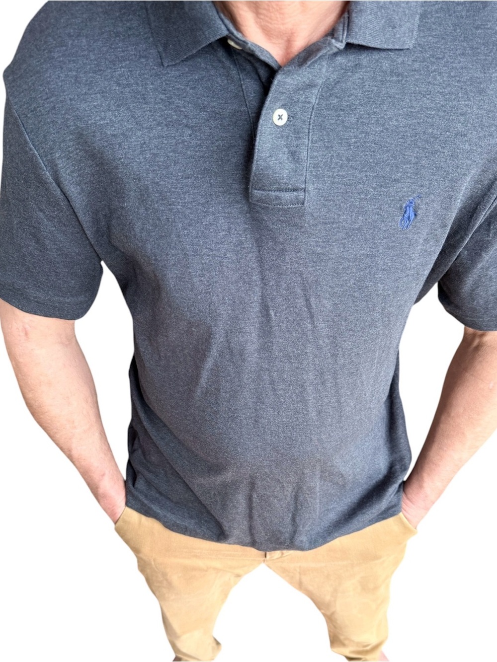 Polo Ralph Lauren Men's Heather Grey Charcoal Short-Sleeve Polo Shirt